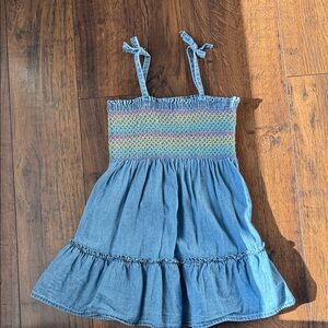 baby GAP Blue Denim Sundress with Colorful Smocking